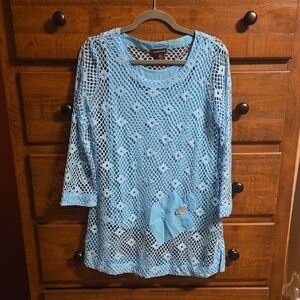 Multiples Turquoise Summery Woven Top.  Size S.